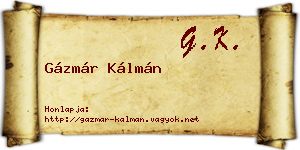 Gázmár Kálmán névjegykártya